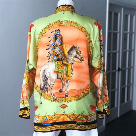 Very Rare Versace Native American Tribute print silk shirt